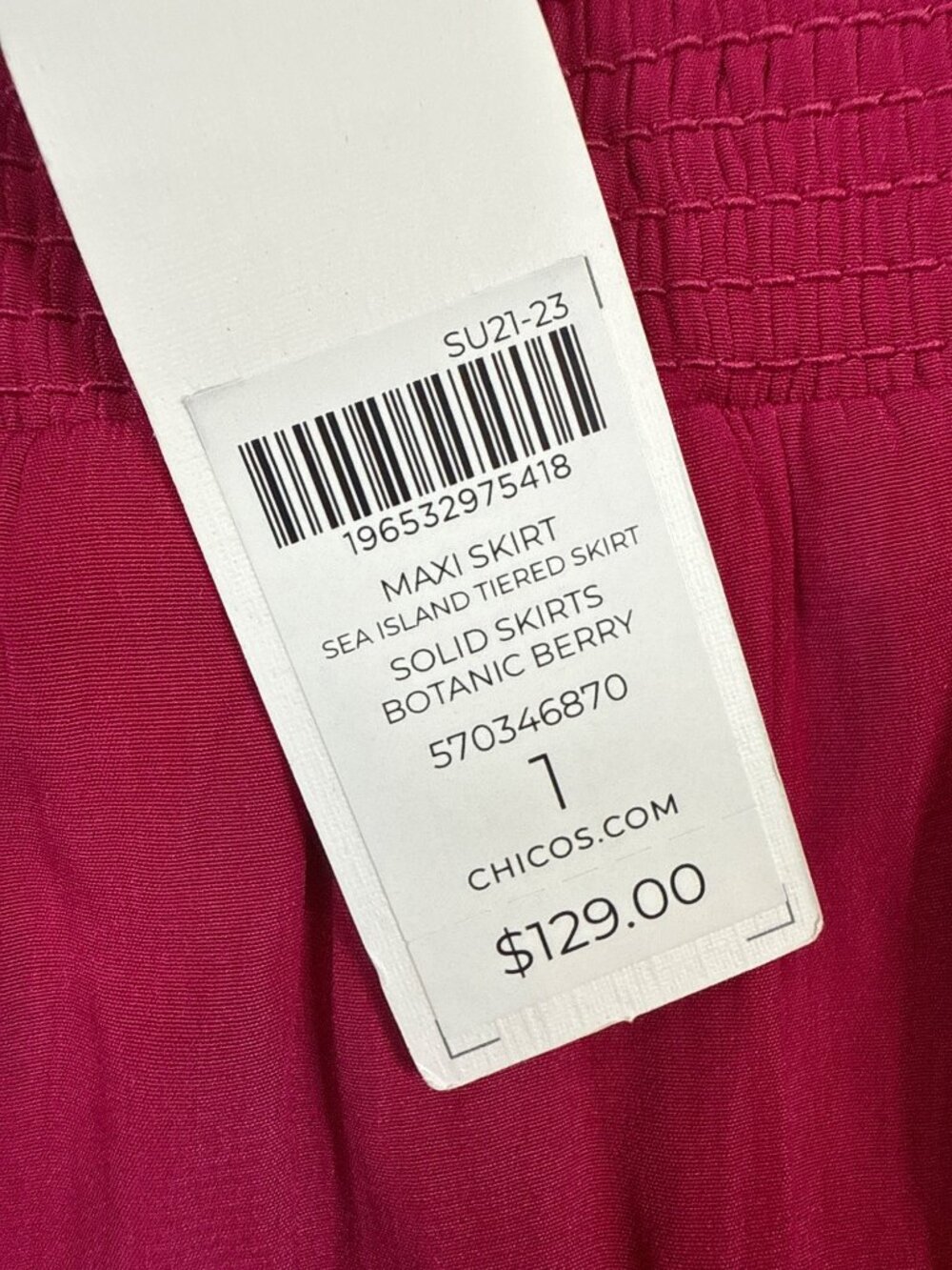 NWT Chicos Tiered Botanic Berry Maxi Skirt size 1 (US 8/10) Smocked Waist (JJ650 - Picture 6 of 9